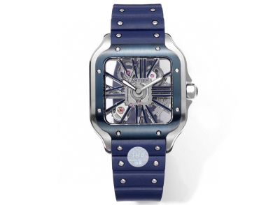 THB Factory Santos Hollow Tape  Silver / Dark blue steel case diameter 39.8mm watch